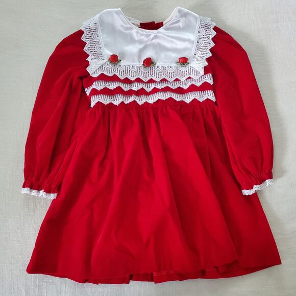 Vintage Evy Red Velvet Dress 4t - Picture 1 of 7